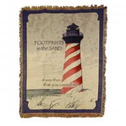 Footprints Lighthouse Tapestry Throw 